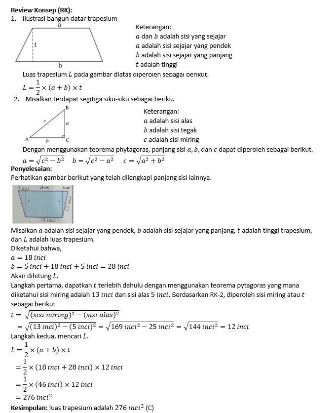 Detail Luas Trapesium Pada Gambar Di Samping Adalah Nomer 24