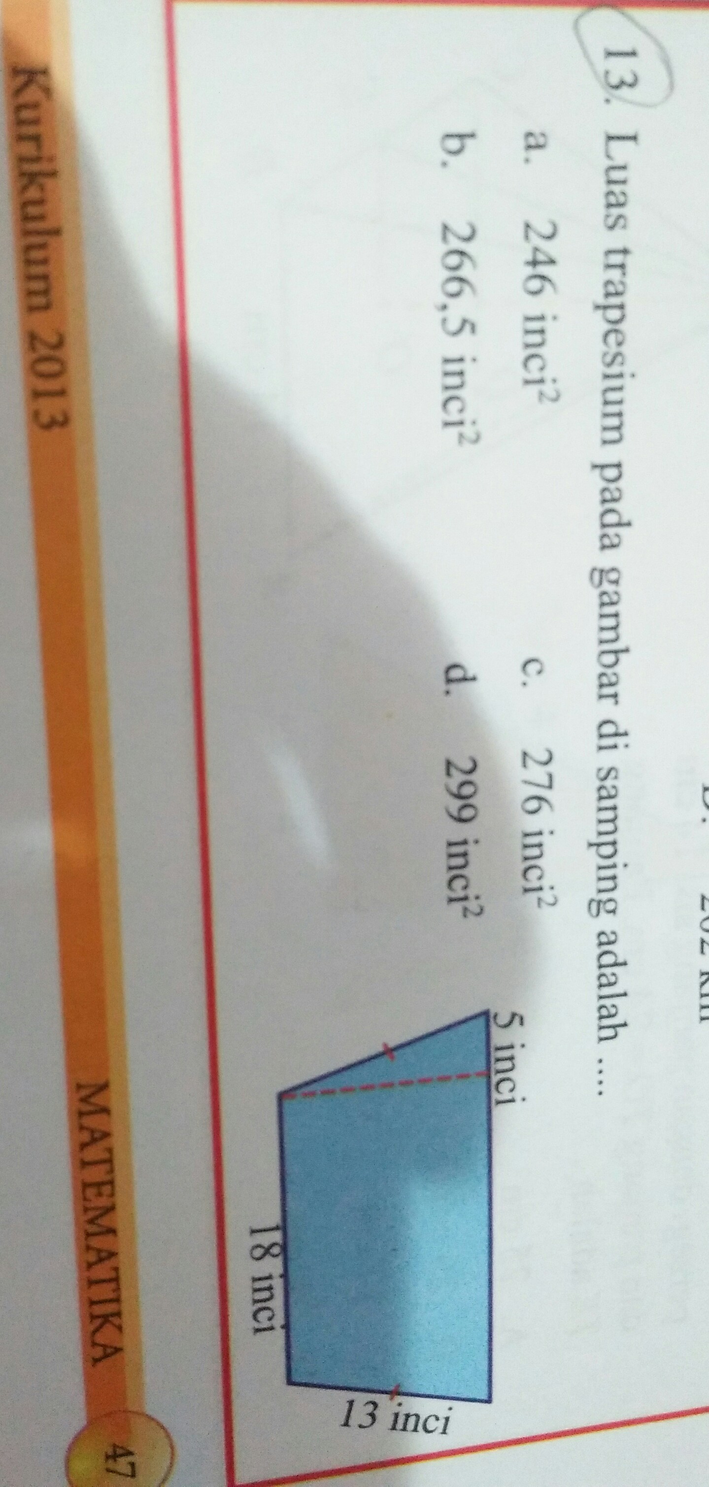 Detail Luas Trapesium Pada Gambar Di Samping Adalah Nomer 26