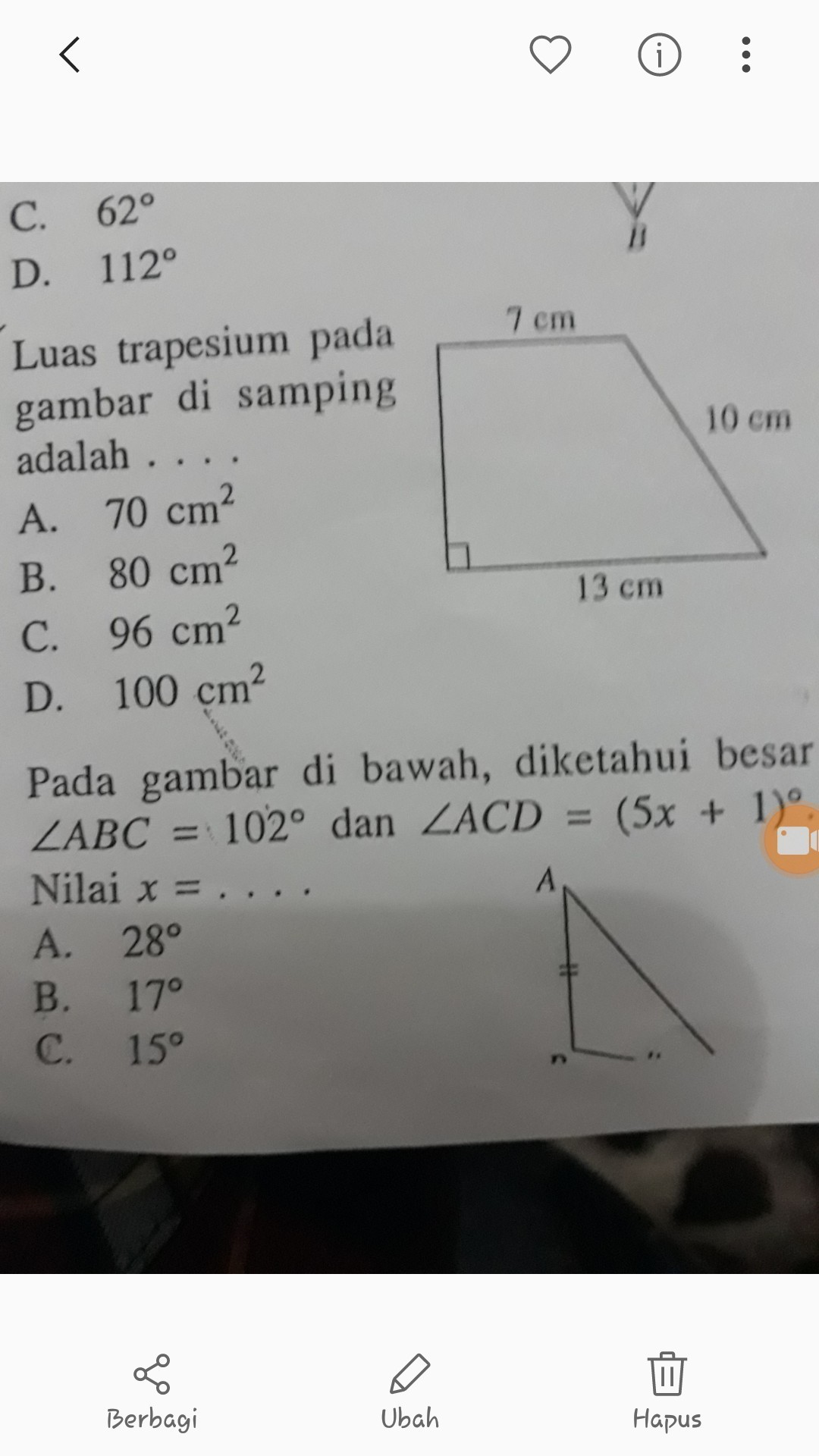 Detail Luas Trapesium Pada Gambar Di Samping Adalah Nomer 27