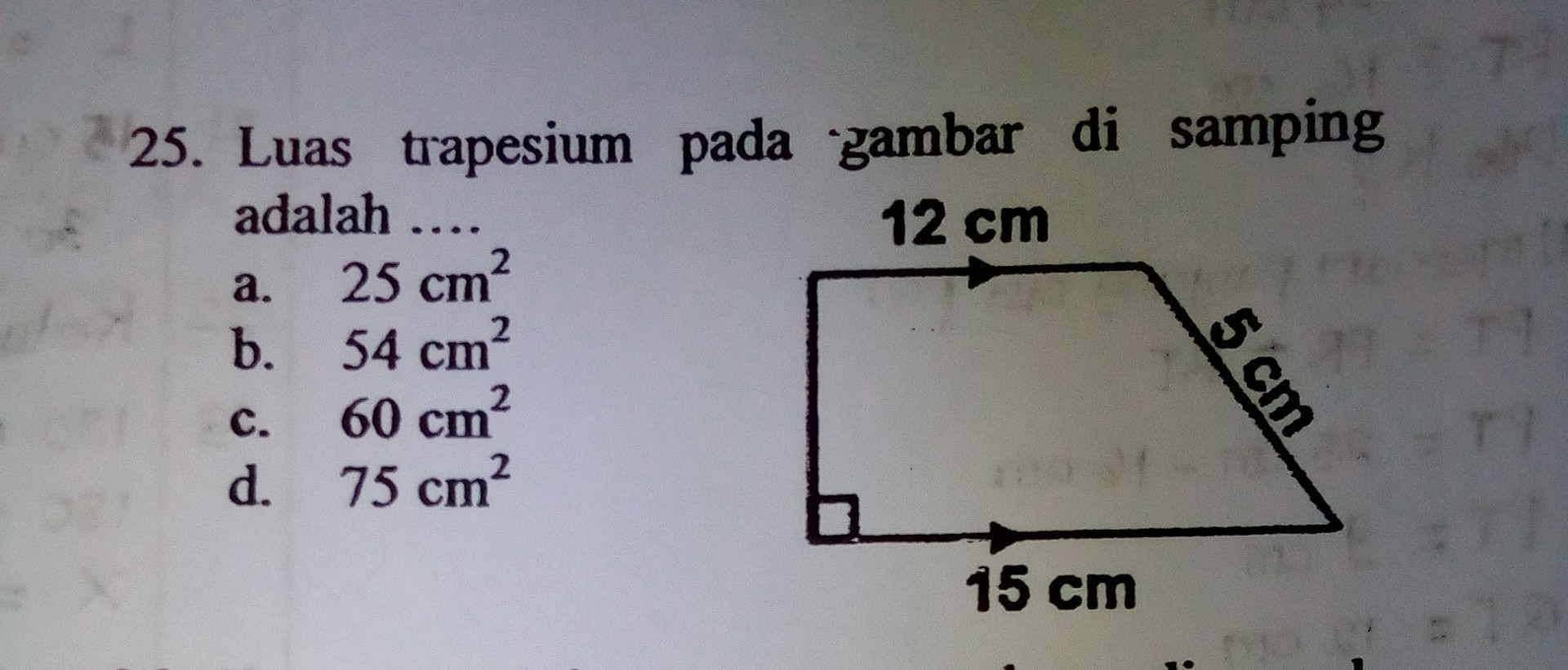 Detail Luas Trapesium Pada Gambar Di Samping Adalah Nomer 4