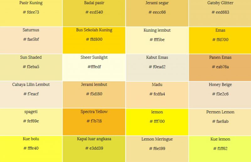 Detail Macam Macam Warna Kuning Dan Namanya Nomer 5