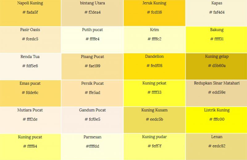 Detail Macam Macam Warna Kuning Dan Namanya Nomer 6