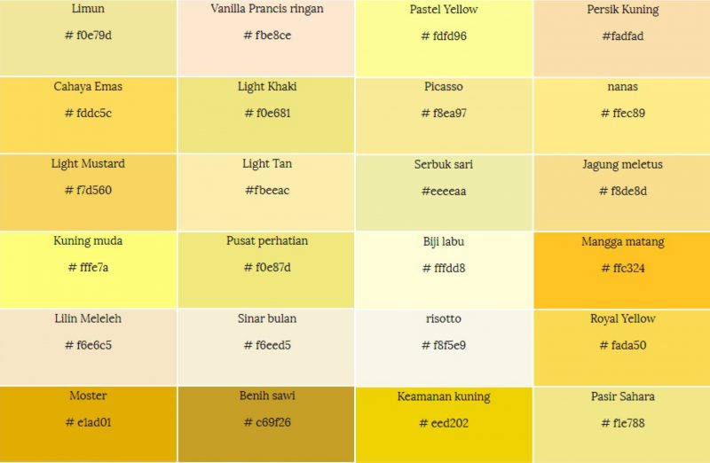 Detail Macam Macam Warna Kuning Dan Namanya Nomer 8