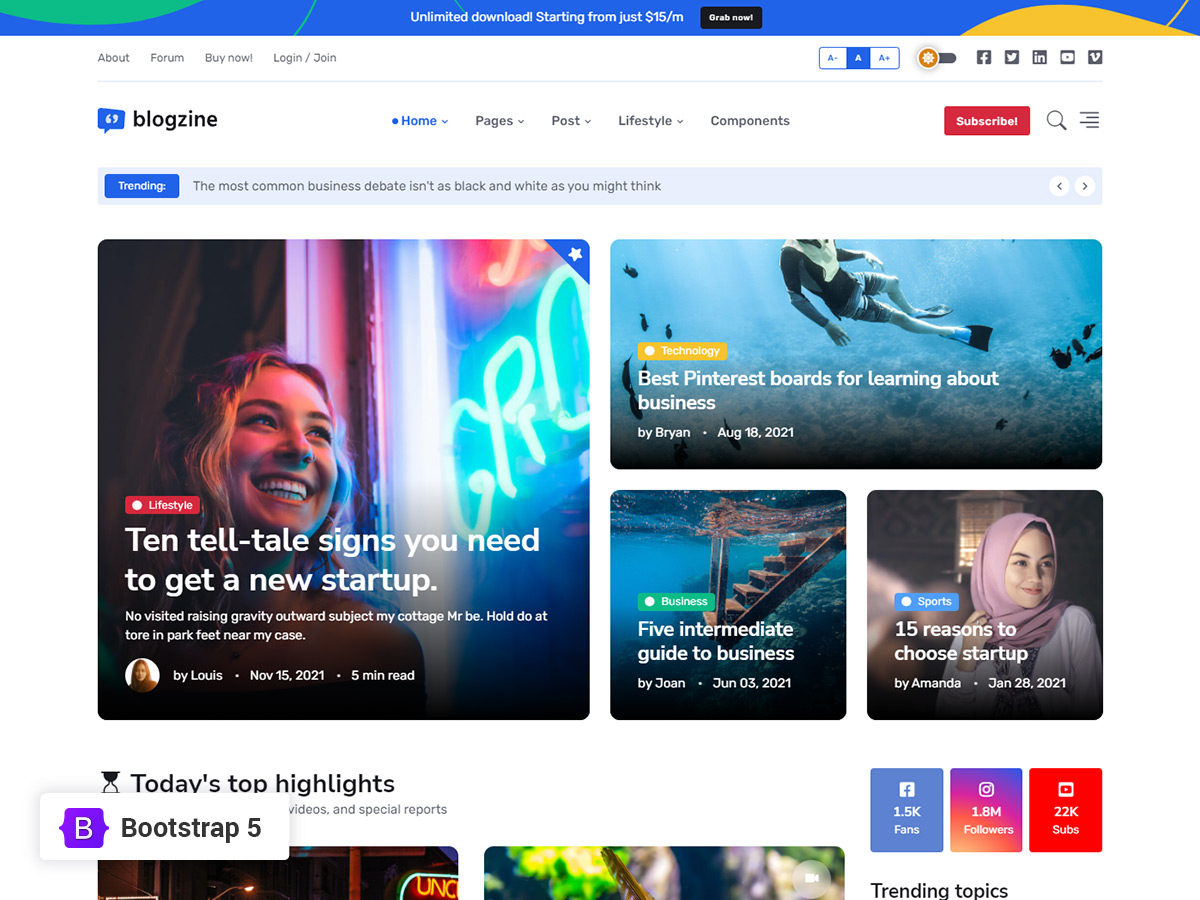 Detail Magazine Template Bootstrap Nomer 25