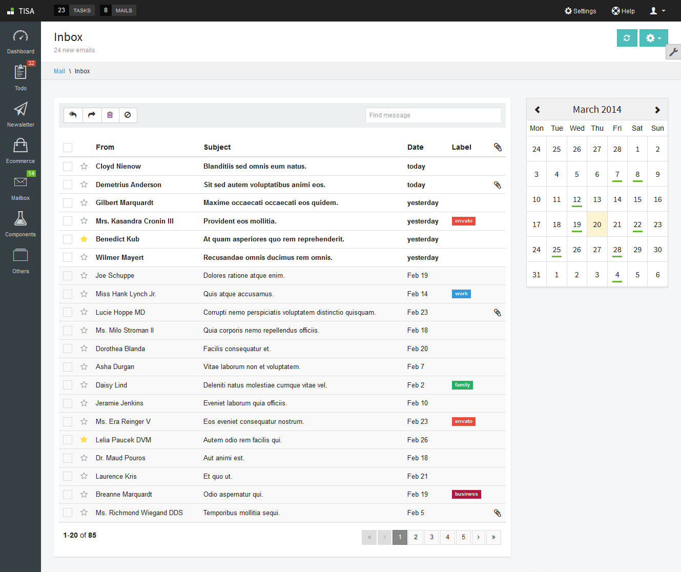 Detail Mailbox Template Bootstrap 4 Nomer 25