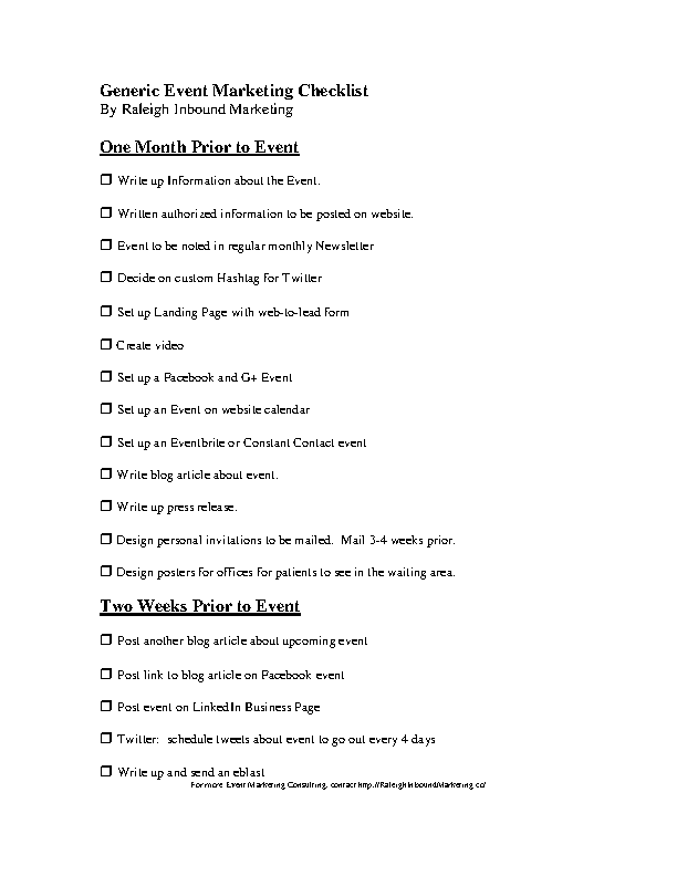 Detail Marketing Checklist Template Nomer 33