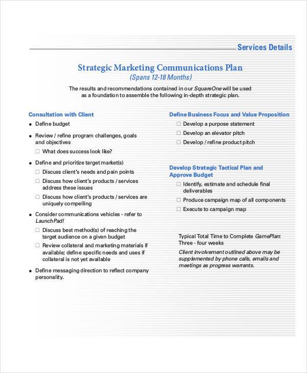 Detail Marketing Communications Plan Template Nomer 48
