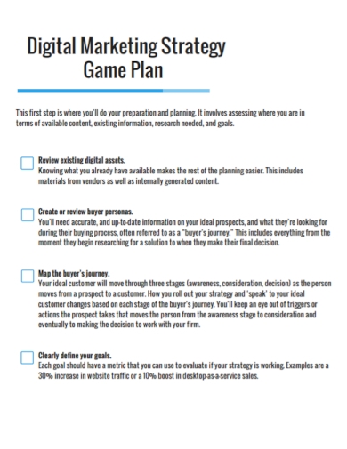 Detail Marketing Game Plan Template Nomer 7