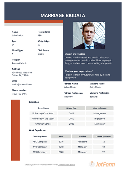 Marriage Biodata Template - KibrisPDR