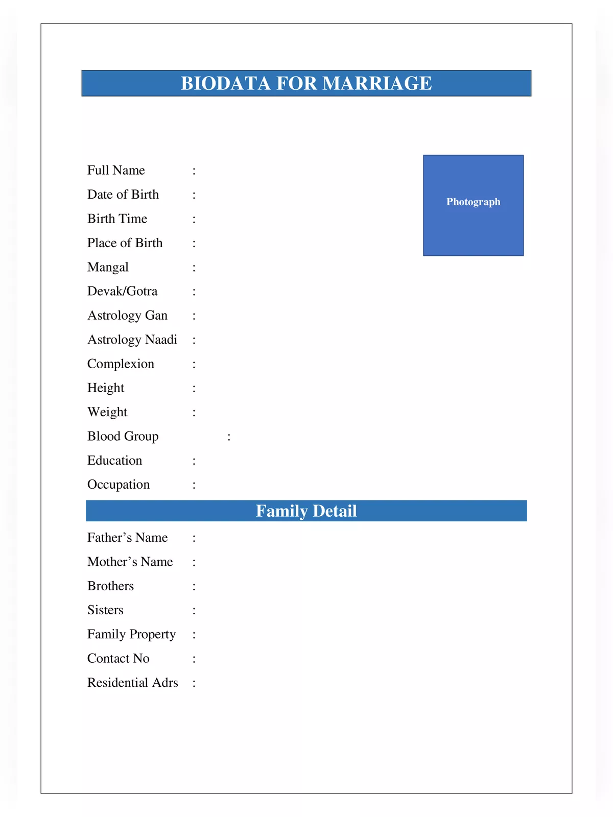 Detail Marriage Biodata Template Nomer 32