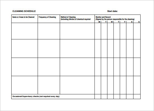 Detail Master Cleaning Schedule Template Nomer 25