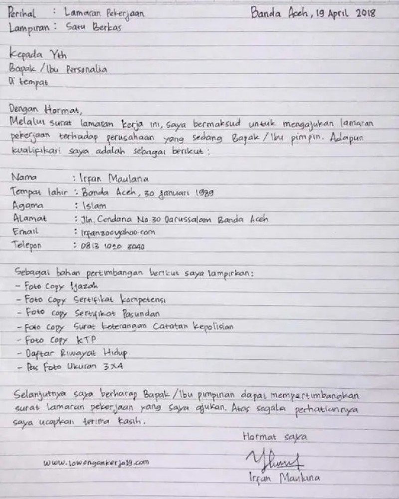 Detail Materi Surat Lamaran Pekerjaan Nomer 47