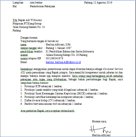 Detail Materi Surat Lamaran Pekerjaan Kelas Xii Nomer 15