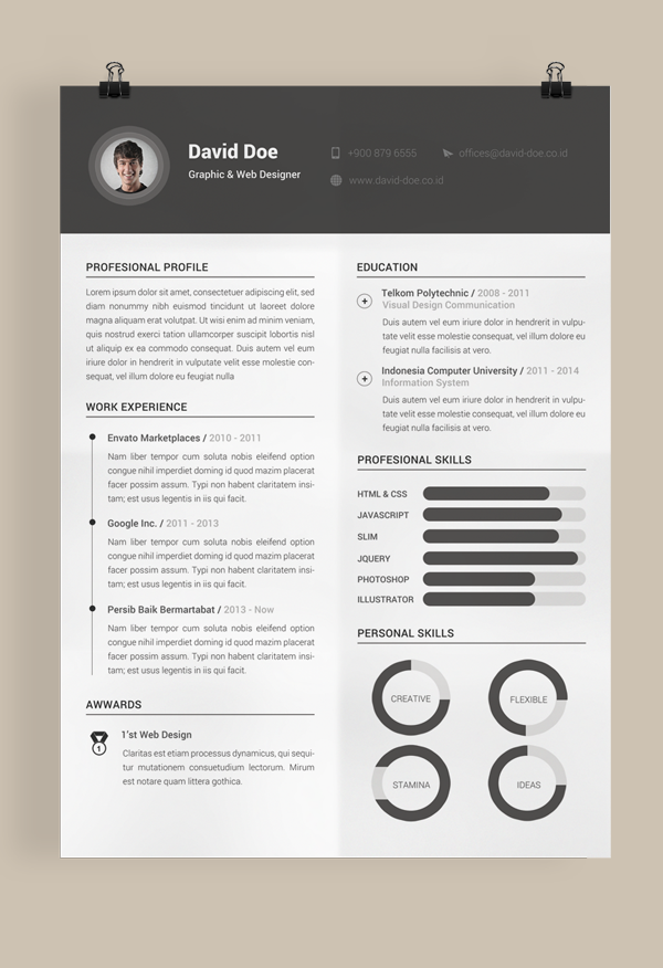 Detail Material Design Resume Template Free Nomer 14