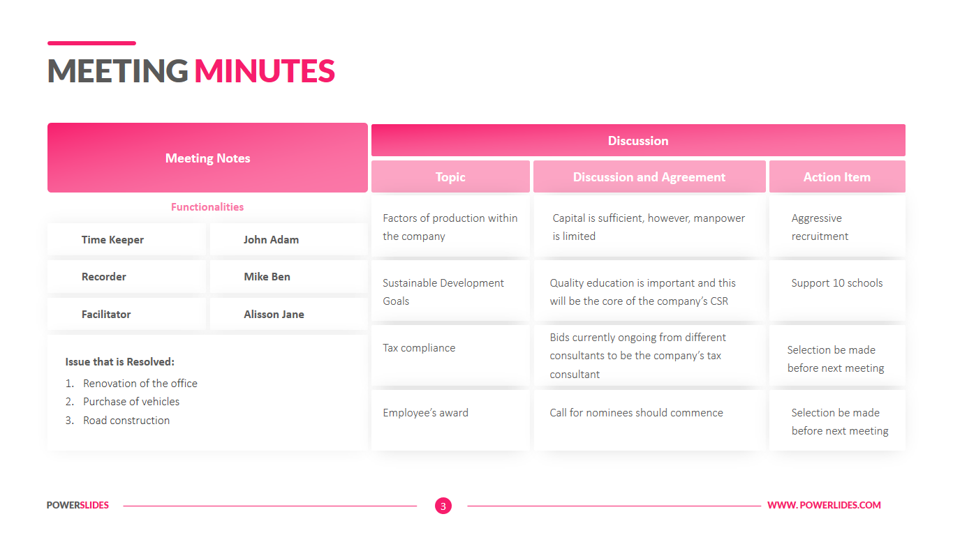 Detail Meeting Minutes Template Powerpoint Nomer 6