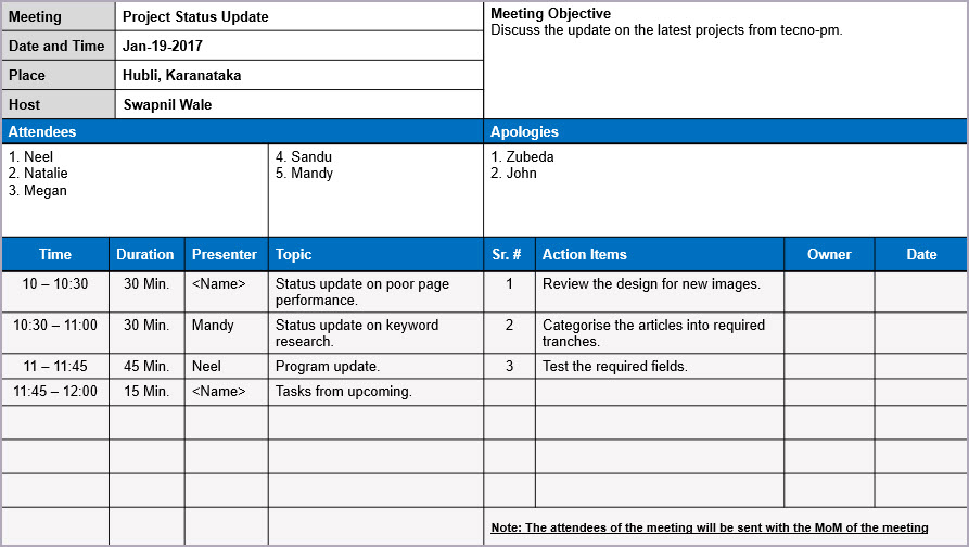 Meeting Template Excel - KibrisPDR