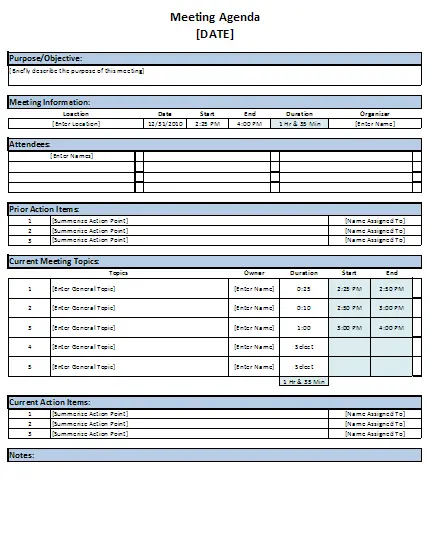 Detail Meeting Template Excel Nomer 5