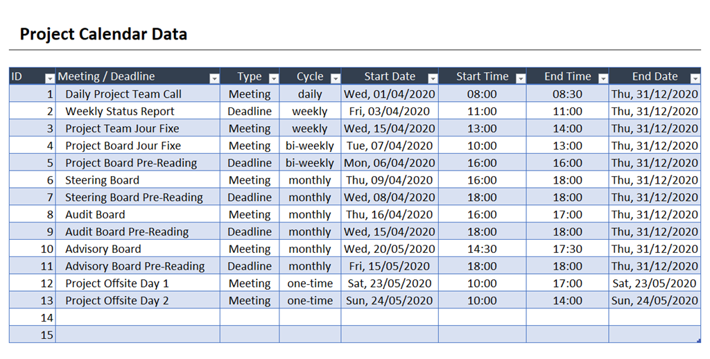 Detail Meeting Template Excel Nomer 43