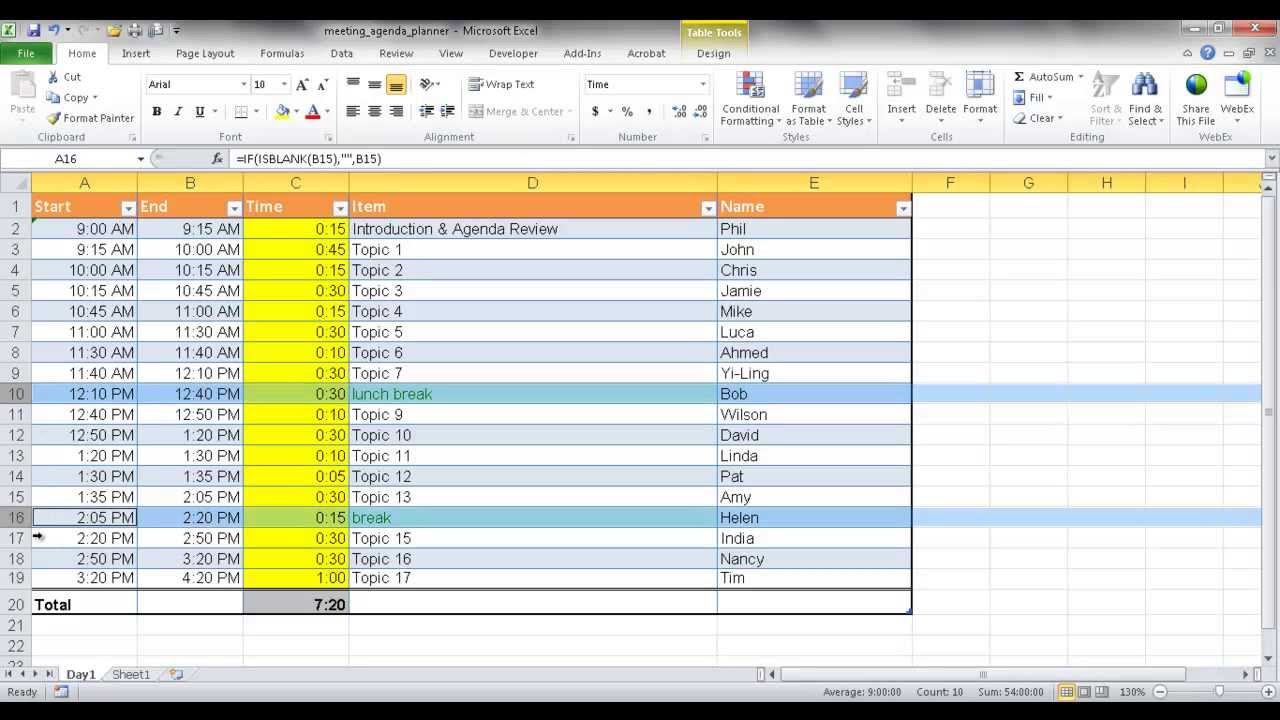 Detail Meeting Template Excel Nomer 7