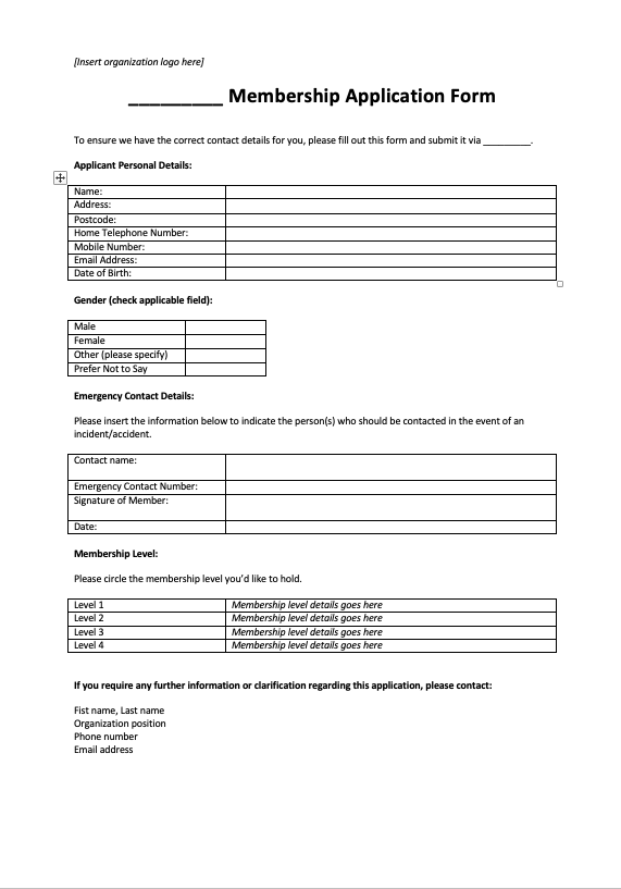Detail Member Application Template Nomer 2
