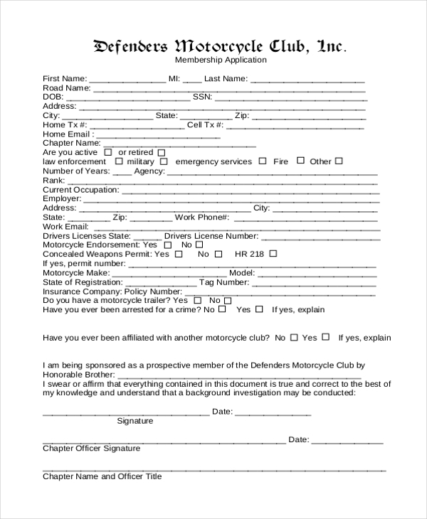 Detail Member Application Template Nomer 26