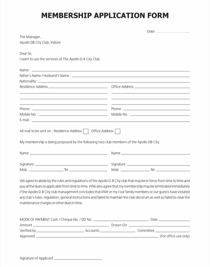Detail Member Application Template Nomer 4