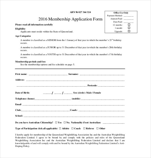 Detail Member Application Template Nomer 5