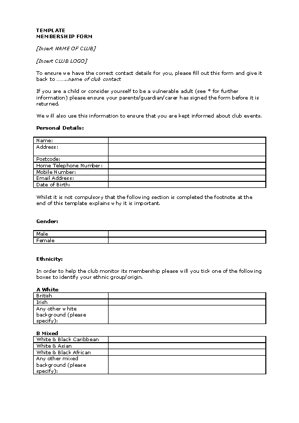 Detail Membership Application Form Template Free Nomer 25