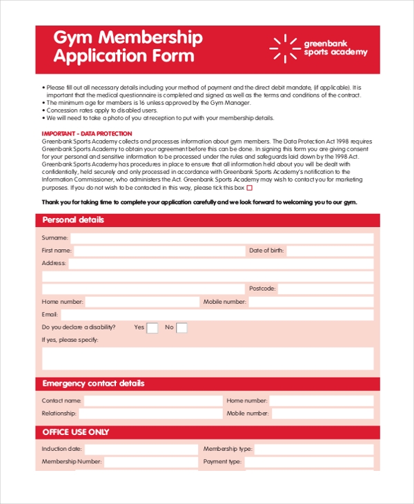 Detail Membership Application Form Template Free Nomer 46