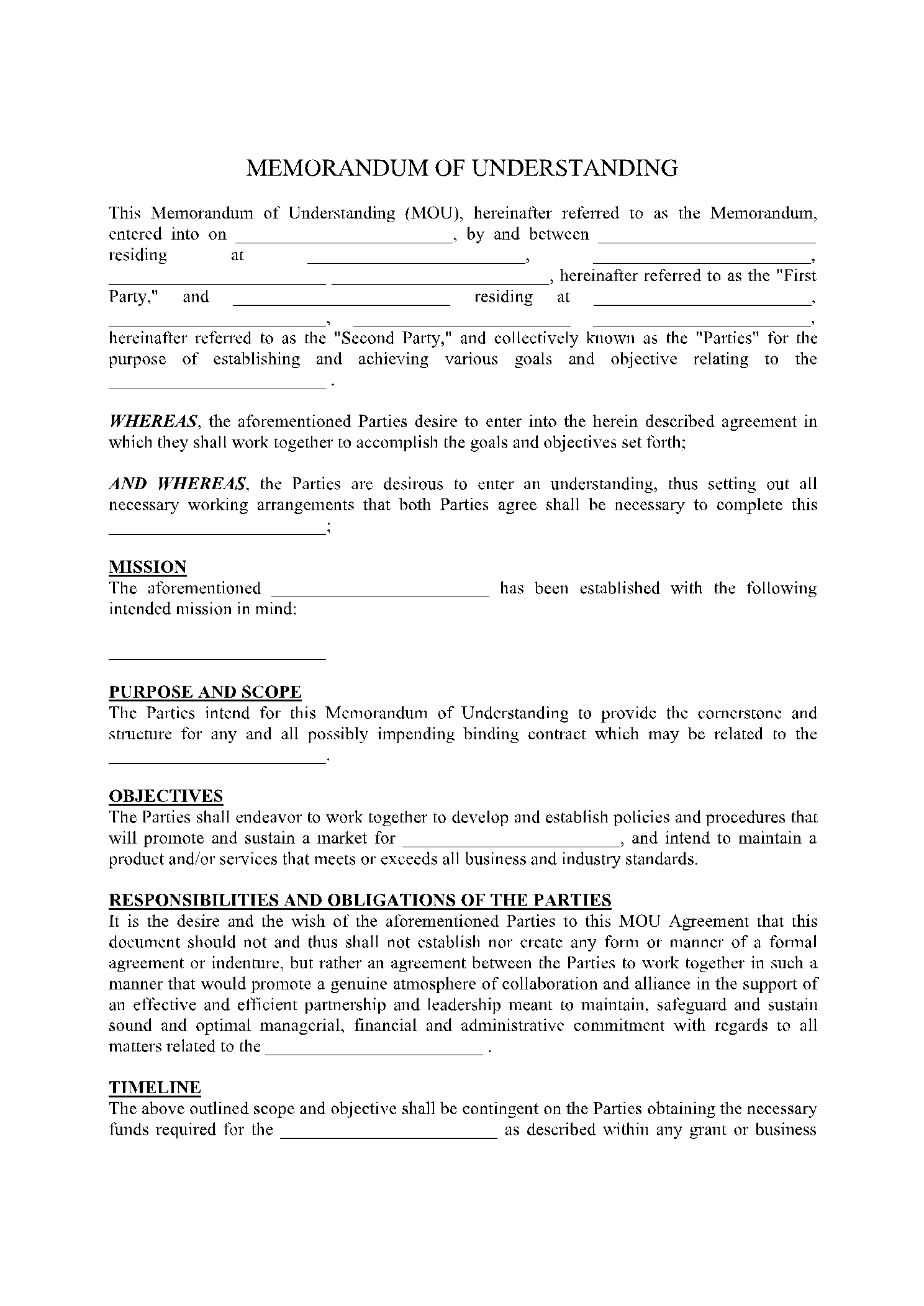 Detail Memorandum Of Understanding Template Word Nomer 17