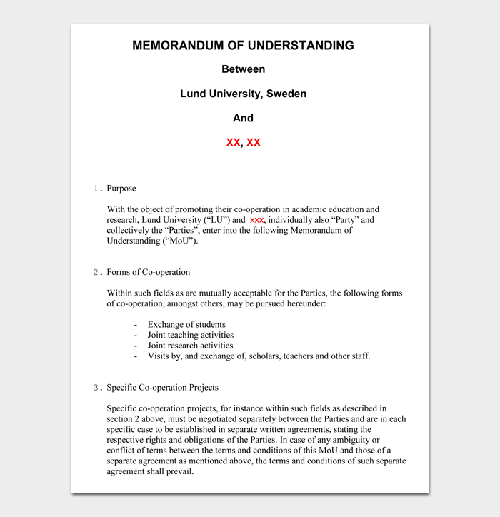 Detail Memorandum Of Understanding Template Word Nomer 20