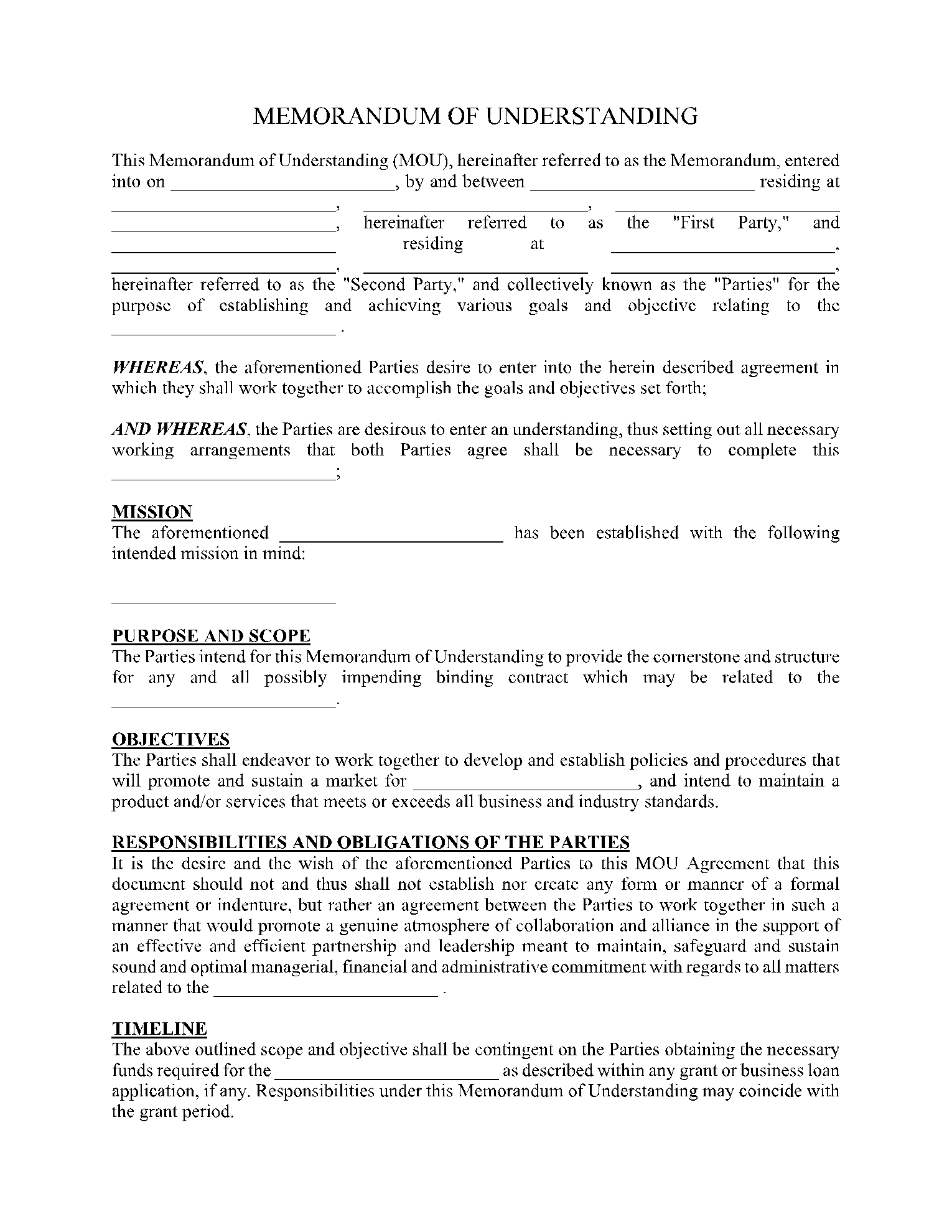 Detail Memorandum Of Understanding Template Word Nomer 21
