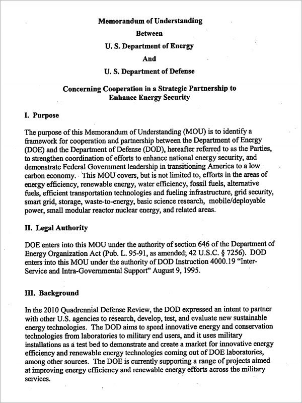 Detail Memorandum Of Understanding Template Word Nomer 27