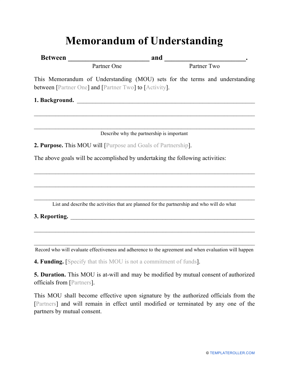 Detail Memorandum Of Understanding Template Word Nomer 28