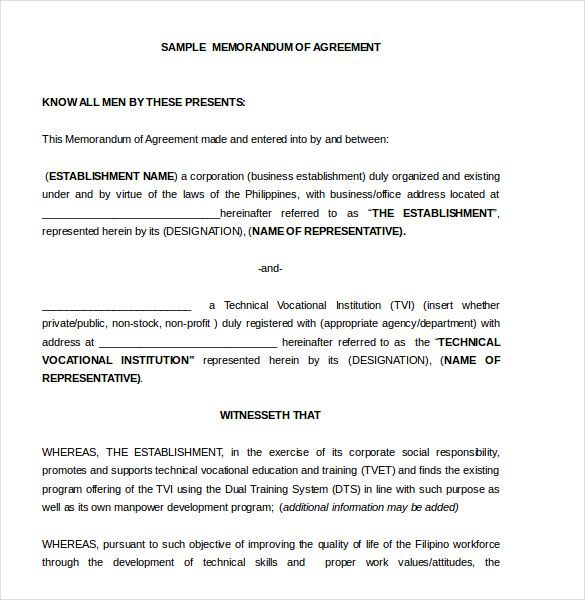 Detail Memorandum Of Understanding Template Word Nomer 36
