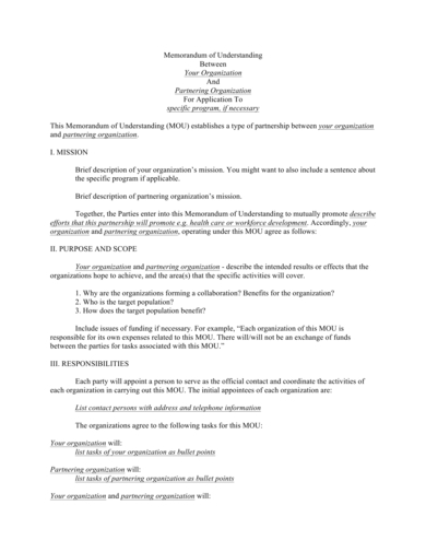 Detail Memorandum Of Understanding Template Word Nomer 48