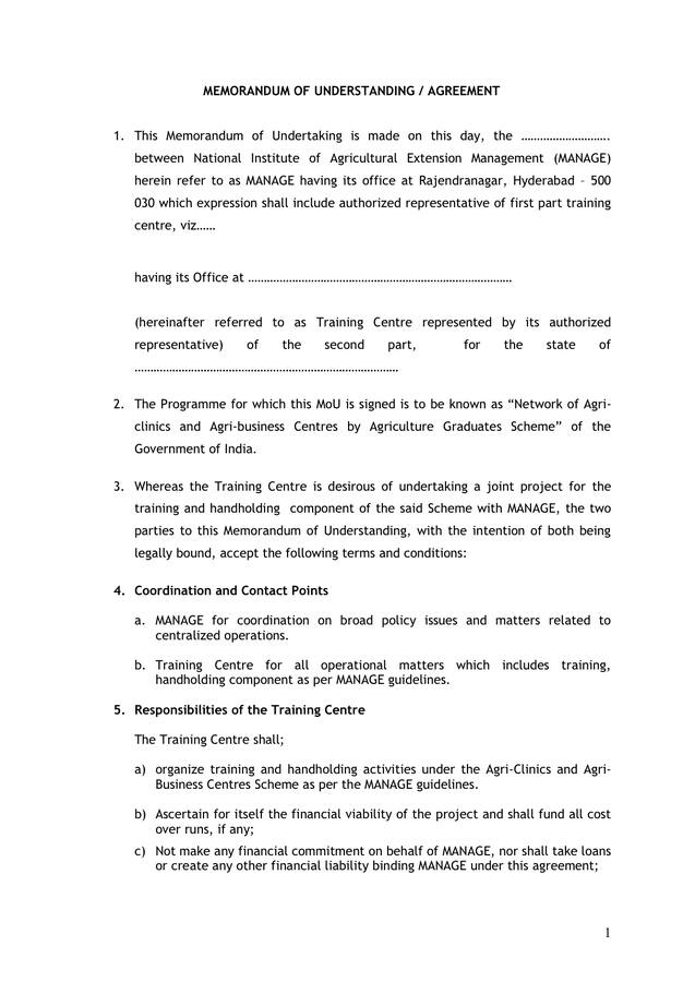 Detail Memorandum Of Understanding Template Word Nomer 53