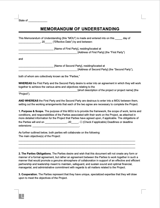Detail Memorandum Of Understanding Template Word Nomer 9