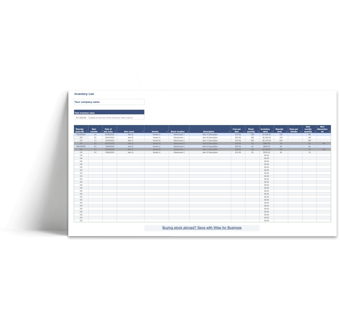 Detail Merchandise Spreadsheet Template Nomer 19