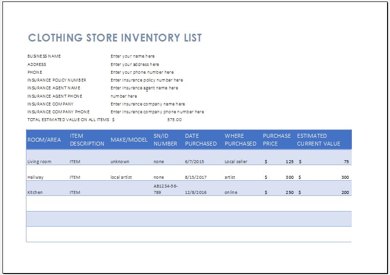 Detail Merchandise Spreadsheet Template Nomer 27