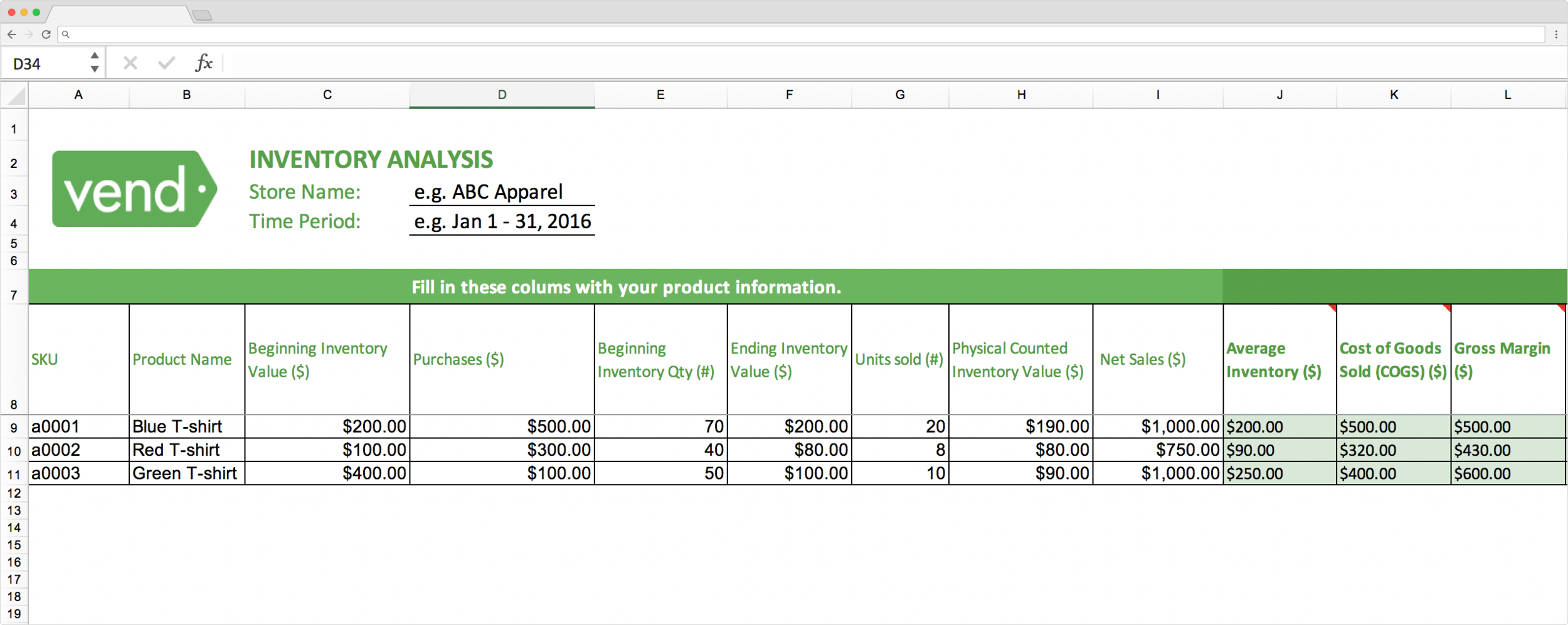 Detail Merchandise Spreadsheet Template Nomer 35