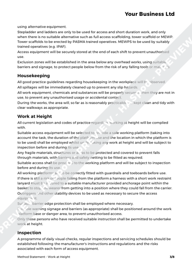 Detail Method Statement For Working At Height Template Nomer 11