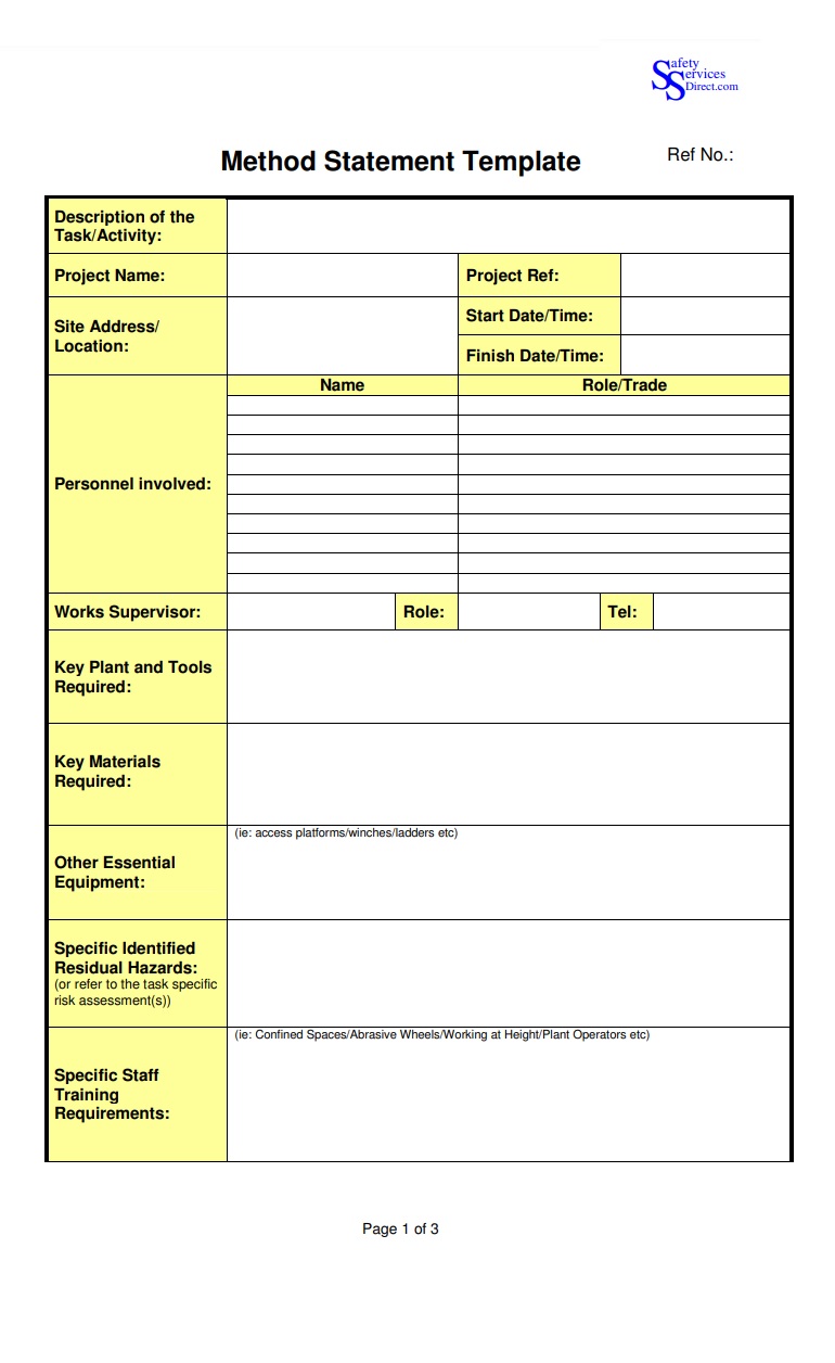 Detail Method Statement For Working At Height Template Nomer 18