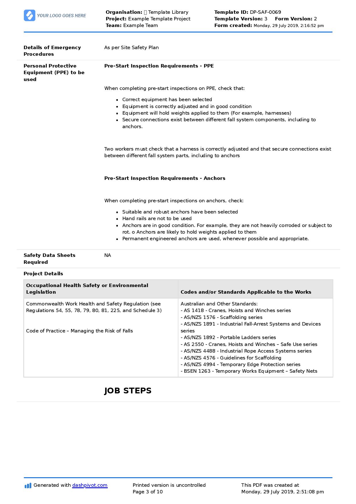 Detail Method Statement For Working At Height Template Nomer 4