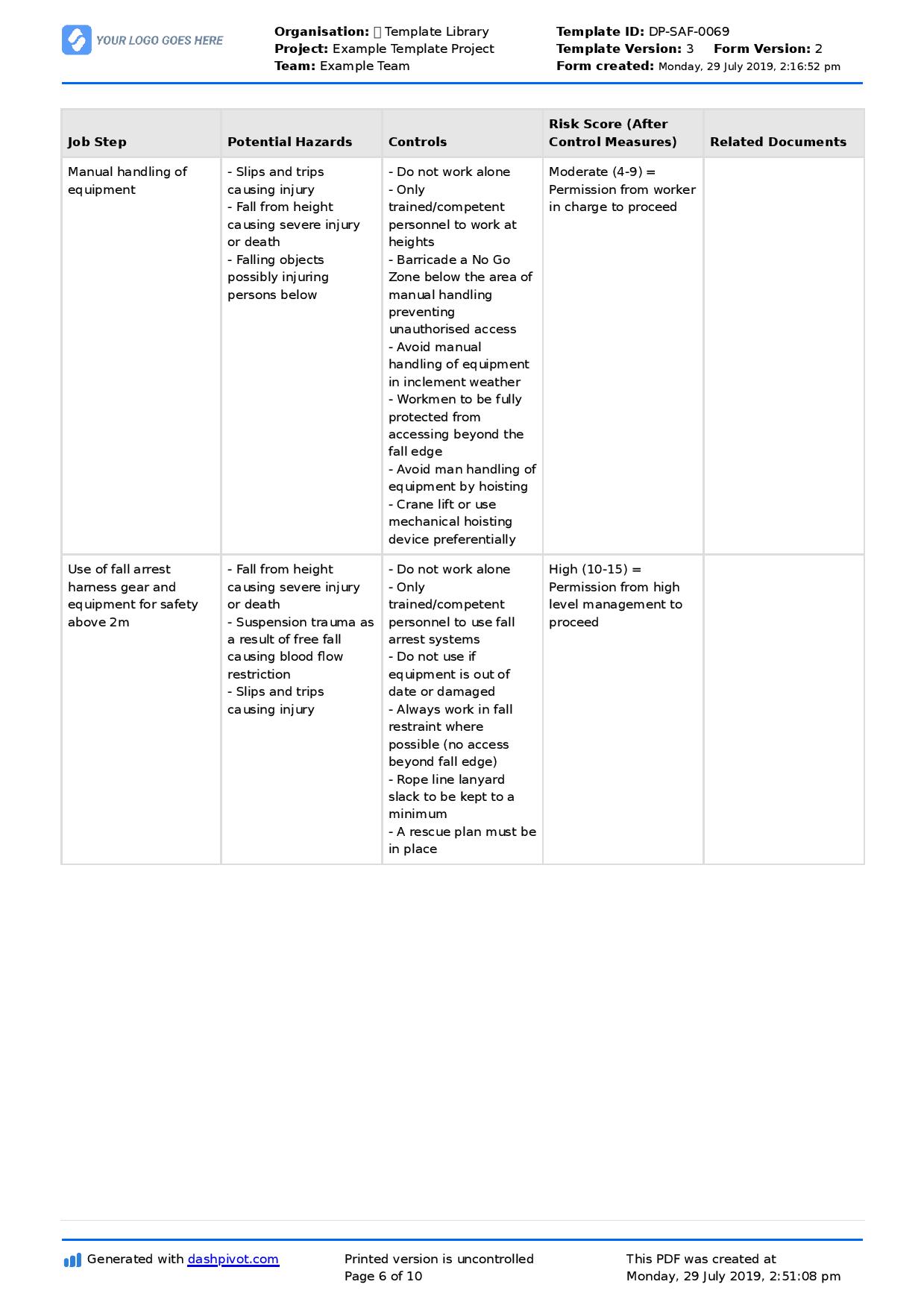 Detail Method Statement For Working At Height Template Nomer 5