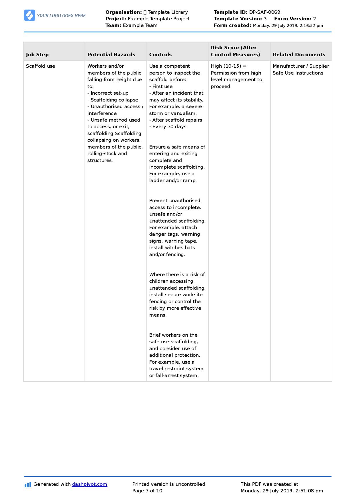 Detail Method Statement For Working At Height Template Nomer 7