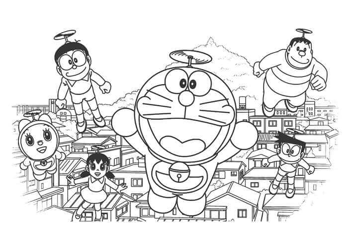 Detail Mewarnai Pemandangan Kumpulan Gambar Doraemon Nomer 16