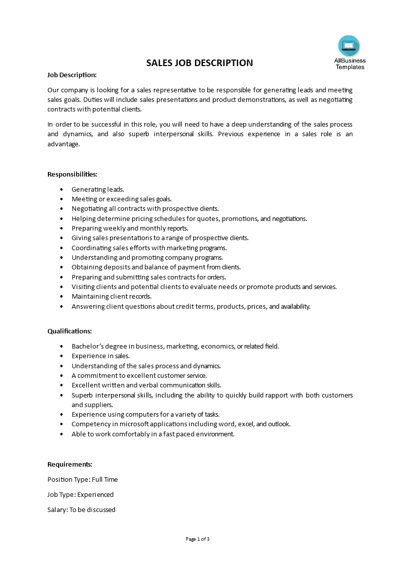 Detail Microsoft Job Description Template Nomer 40