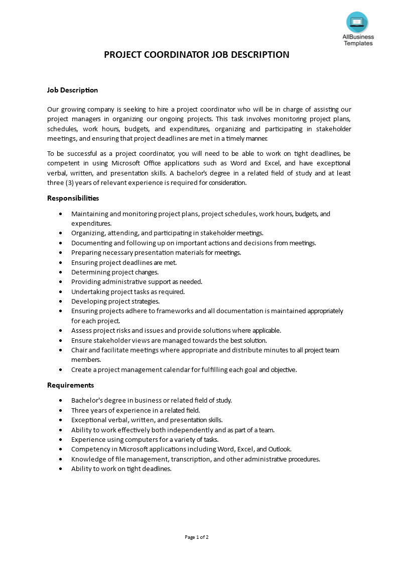 Detail Microsoft Job Description Template Nomer 47