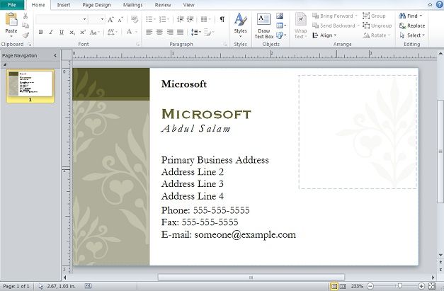 Detail Microsoft Office Business Card Template Nomer 38